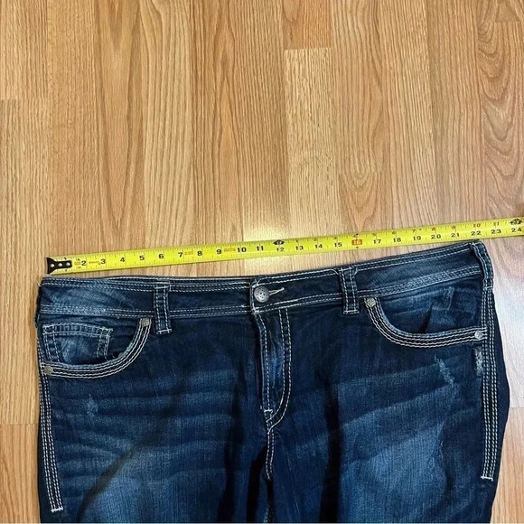 Silver Suki Surplus Jeans S224 L32 Womens Dark Wash Thick Stitched Blue Jeans - Picture 7 of 13